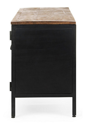 Comoda TV neagra/maro din metal si lemn de Mango, 120x35x52 cm, Roderic Bizzotto - Img 7