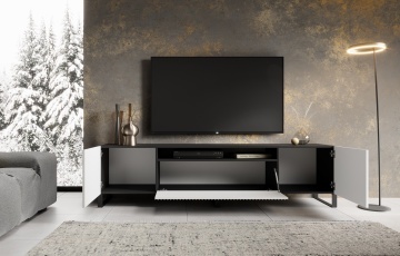 Comodă TV NOEMI Stand – 200x41x53 cm – Alb / Negru – imagine suplimentară a produsului