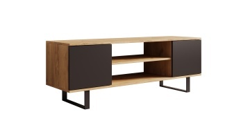 Comodă TV TV Lofter Herringbone cm – 135x40x49 cm – Oak Craft / Negru