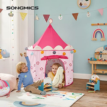 Cort de joaca pentru copii, 101 cm, metal / textil, roz, Songmics - Img 2