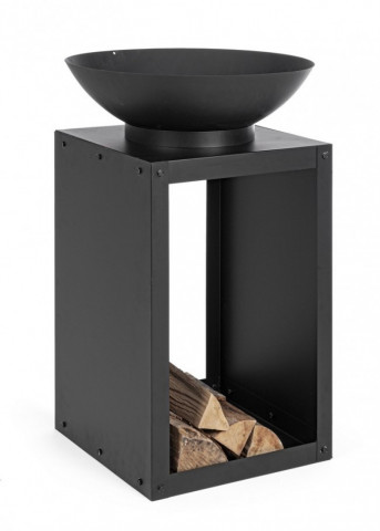 Cos de foc cu compartiment pentru lemne, negru, 50x75H, Efesto Yes - Img 2