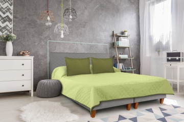 Cuvertura Double Face Alcam, 210 x 220 cm 100% microfibra, olive/lime - Img 1