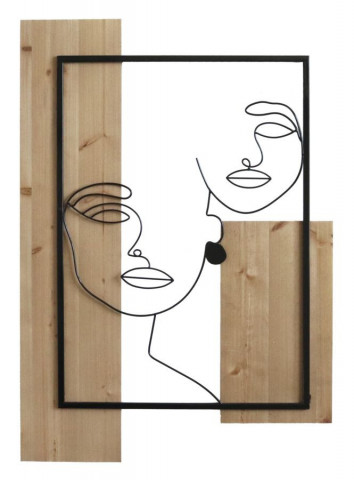 Decoratiune de perete neagra din metal si MDF, 63 x 2 x 90 cm, Faces Mauro Ferreti