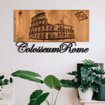 Decoratiune de perete, Rome, lemn/metal, 58 x 33 cm, negru/maro - Img 2