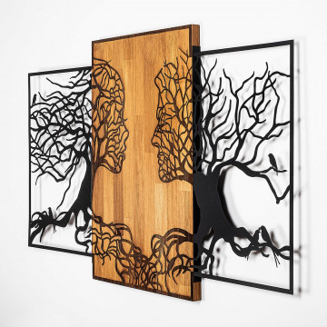 Decoratiune de perete, Tree Love, 50% lemn/50% metal, Dimensiune: 125 x 3 x 79 cm, Nuc negru - Img 6