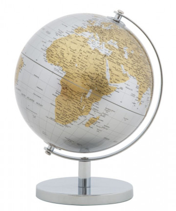 Decoratiune glob argintiu/auriu din metal, ∅ 20 cm, Globe Mauro Ferretti - Img 1