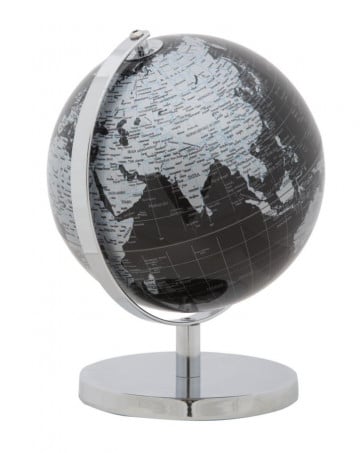 Decoratiune glob negru/argintiu din metal, ∅ 20 cm, Globe Mauro Ferretti - Img 3