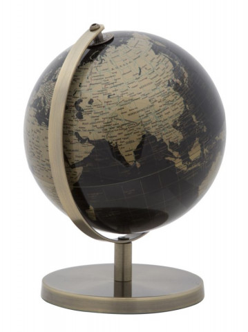 Decoratiune glob negru/bronz din metal, ∅ 20 cm, Globe Mauro Ferretti - Img 3