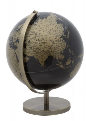 Decoratiune glob negru/bronz din metal, ∅ 25 cm, Globe Mauro Ferretti - Img 3