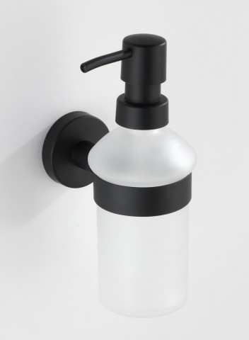 Dozator sapun lichid cu suport de prindere Bosio, Wenko Power-Loc®, 200 ml, inox/sticla, alb/negru - Img 1