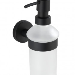 Dozator sapun lichid cu suport de prindere Bosio, Wenko Power-Loc®, 200 ml, inox/sticla, alb/negru - Img 3