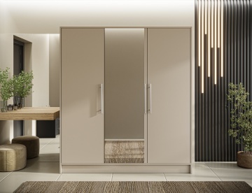 Dulap cu 3 usi si oglinda Alarica 180x60x200 cm – Cashmere – prezentare alternativă a produsului