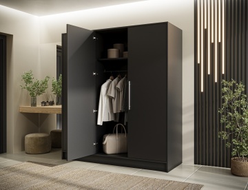 Dulap cu 3 usi si oglinda Alarica 180x60x200 cm – Negru – fotografie comercială a produsului