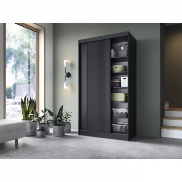Dulap cu uși glisante Prescco II, 120x60x220 cm – Negru – fotografie suplimentară de catalog