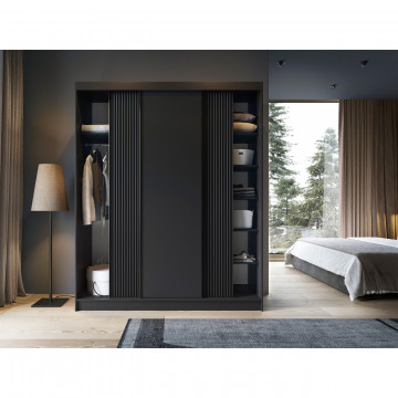 Dulap cu uși glisante Prescco III, 180x60x220 cm – Negru