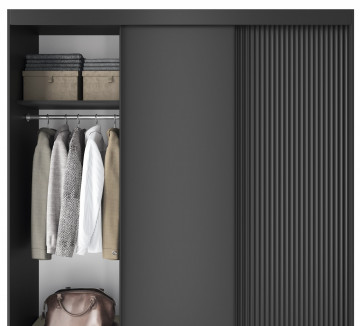 Dulap cu uși glisante Prescco III, 180x60x220 cm – Negru – imagine de produs din seria de prezentare