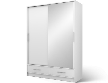 Dulap cu uși glisante si oglinda Estantte II, 150x60x200 cm – Alb - Img 2