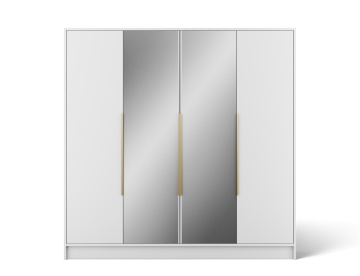 Dulap Lunara cu uși batante – 4 uși – 200x51x200 cm – cu oglindă – Alb