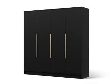 Dulap Palladio cu uși batante – 4 uși – 200x51x200 cm – Negru – Varianta 2 - Img 2