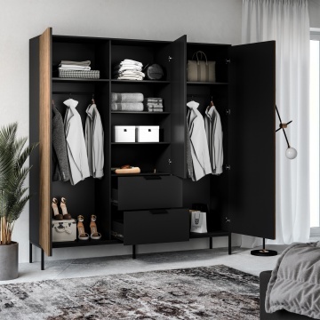 Dulapuri și vitrine Meorati 185 Wardrobe negru – Negru – prezentare suplimentară a produsului