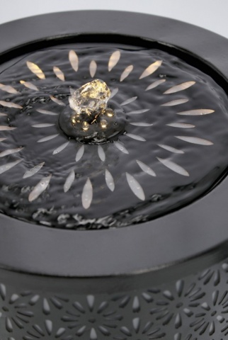 Fantana cilindrica cu LED, din metal, neagra, 25x23 cm, Miki, Yes - Img 4
