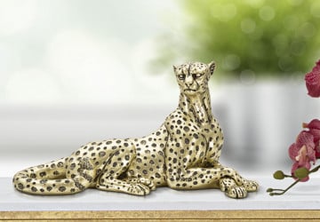 Figurina decorativa aurie din polirasina, 27,3x10,3x13,9 cm, Leopard Mauro Ferretti - Img 6