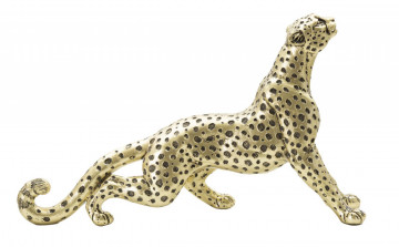 Figurina decorativa aurie din polirasina, 33x7,7x19,5 cm, Leopard Mauro Ferretti - Img 1