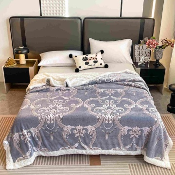 JoJo Home, Patura cocolino dubla cu blanita, 200x230 cm, gri, PDBJ-122