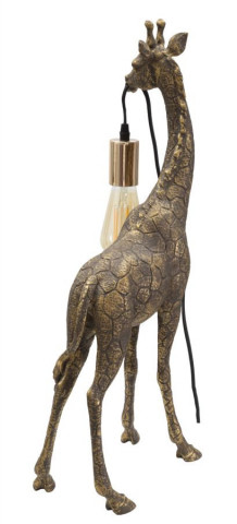 Lampa auriu antichizat din polirasina, Soclu E27 Max 40W, 28x16x60 cm, Giraffe Mauro Ferretti - Img 3