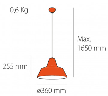 Lampa suspendata Umbrella 5, rosu, Soclu E27, Max 60W, Kelektron - Img 4