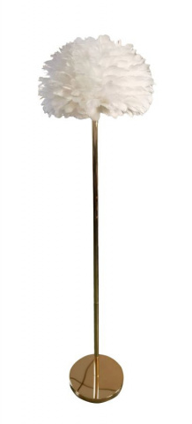 Lampadar auriu / alb din metal si textil, ø 43 x h170 cm, Feathers Mauro Ferreti
