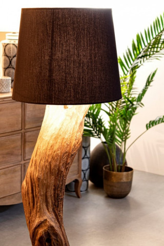 Lampadar negru din lemn de teak si bumbac, E27 60W, Kleta Bizzotto - Img 3
