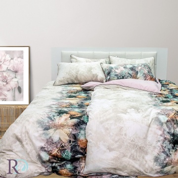 Lenjerie de pat, 100% bumbac, tesatura satin, maro deschis / ivoire, Roxyma Dream Astreya - Img 6