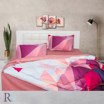 Lenjerie de pat cu pilota inclusa, 100% bumbac, tesatura satin, roz / fucsia, Roxyma Dream Sunset - Img 3