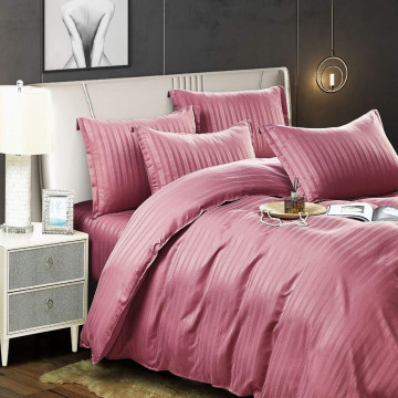 Lenjerie de pat, damasc, roz, 6 piese, pat 2 persoane, Jo-Jo, DM-065 - Img 3