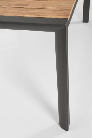 Masa din aluminiu cu blat din lemn de teak, 180x90cm, antracit, Cameron, Bizzotto - Img 4