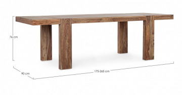 Masa dining extensibila pentru 10 persoane maro din lemn de Sheersham, 175-265 cm, Sunderland Bizzotto - Img 3