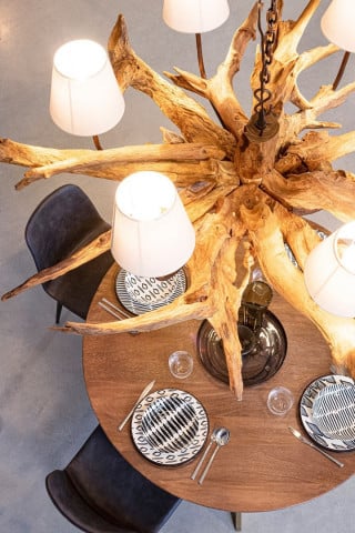 Masa dining pentru 6 persoane maro din lemn de Mango, ∅ 120 cm, Sherman Bizzotto - Img 8