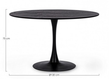Masa dining pentru 6 persoane negru fibra din MDF melaminat, ∅ 120 cm, Bloom Bizzotto - Img 2