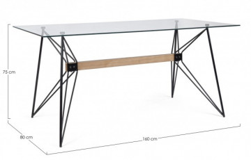 Masa dining pentru 6 persoane transparenta din sticla temperata, 160 cm, Primary Bizzotto - Img 2