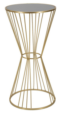 Masuta auxiliara neagra/aurie din sticla temperata si metal, 100 cm, Super Mauro Ferretti