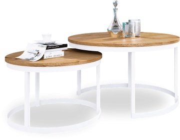 Măsuță de cafea 2in1 OKIN – 75x75x43 cm – Alb / Stejar Artisan – imagine suplimentară a produsului