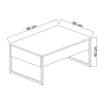 Masuta de cafea, 90x60x40 cm, PAL melaminat / metal, alb, Luxe - Img 2