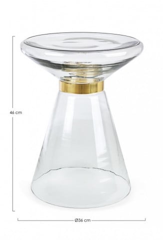 Masuta de cafea transparenta/aurie din sticla si metal, ∅ 36 cm, Azmin Bizzotto - Img 2