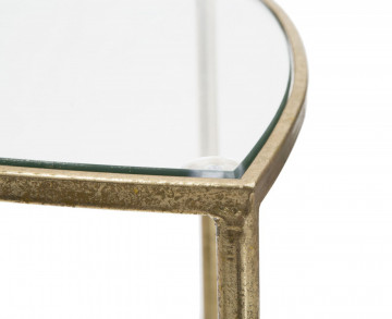 Noptiera auriu antichizat din metal si sticla, 41,5x40x80,5 cm, Triangle Mauro Ferretti - Img 4