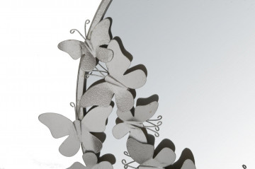 Oglinda decorativa argintie cu rama din metal, ∅ 74 cm, Butterflies Mauro Ferretti - Img 4
