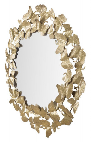 Oglinda decorativa aurie cu rama din metal, ∅ 87 cm, Glam Butterflies Mauro Ferretti - Img 3