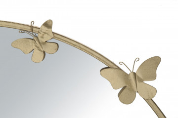Oglinda decorativa aurie cu rama din metal, ∅ 91 cm, Glam Butterflies Mauro Ferretti - Img 3