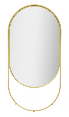 Oglinda decorativa aurie cu rama din metal, 40x79,5x5,5 cm, Oval Mauro Ferretti - Img 1