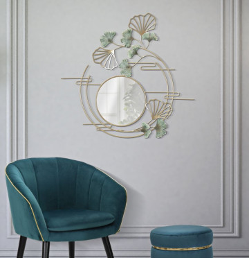 Oglinda decorativa aurie cu rama din metal, 80x73,5x3 cm, Verdeery Mauro Ferretti - Img 5